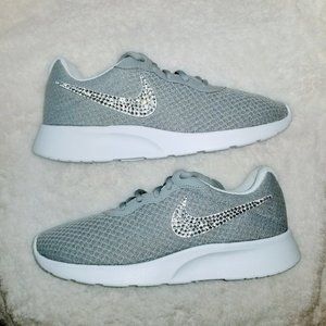 Bling Nike Tanjun Grey Gray Shoes Sneakers